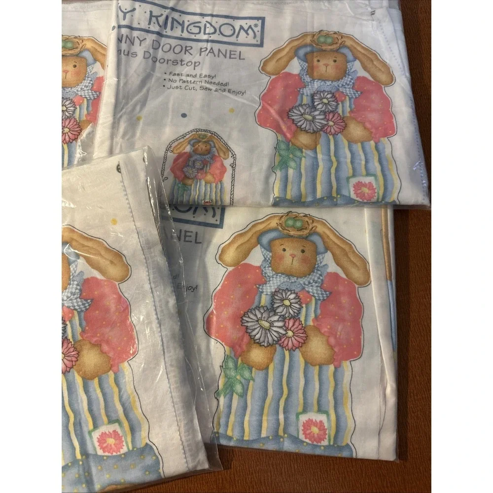 Vtg Set Of 4 Daisy Kingdom ‎ Bunny Door Panels Doorstop Cut & Sew Fabric Easter